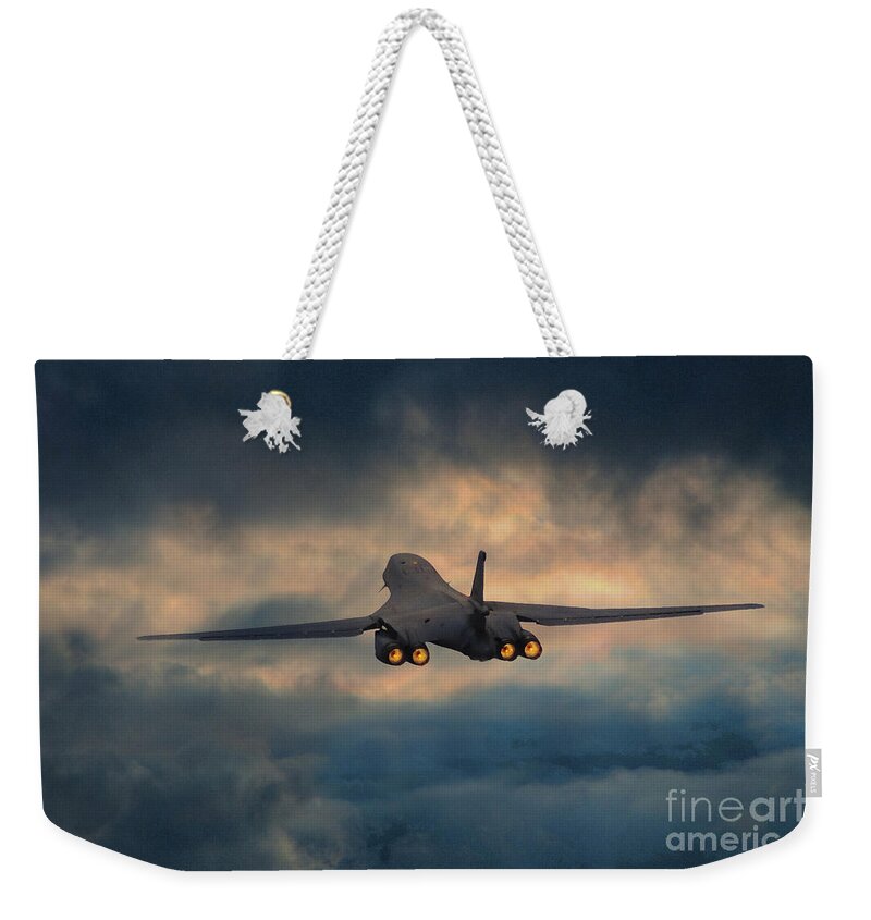 B-1 Bomber Weekender Tote Bag featuring the digital art B-1 Bone by Airpower Art