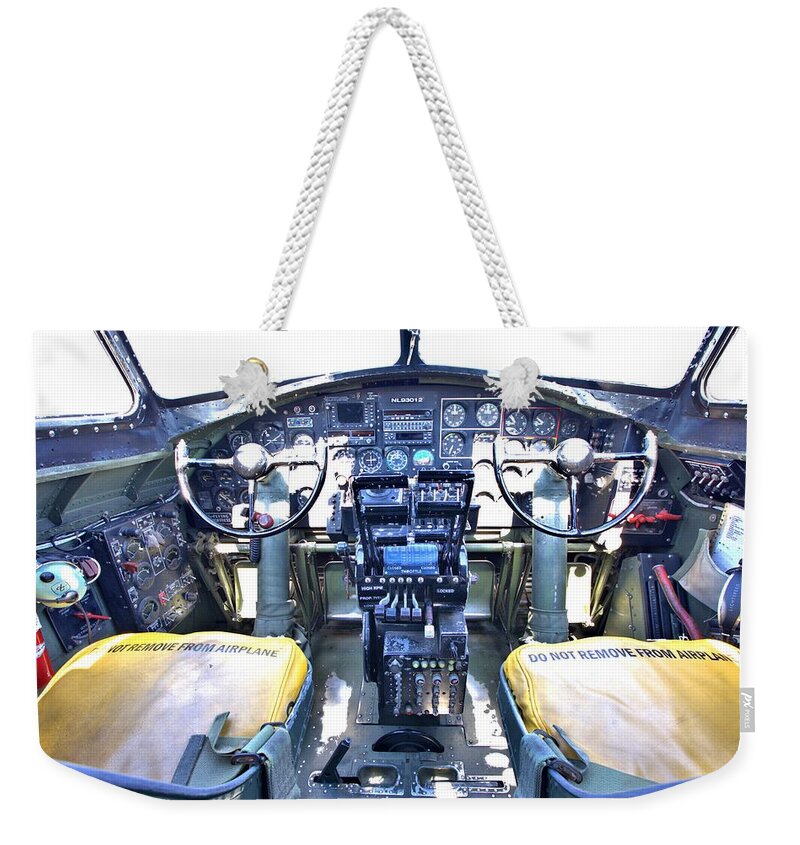 9282 Weekender Tote Bag featuring the photograph B-17 Front Office by Gordon Elwell