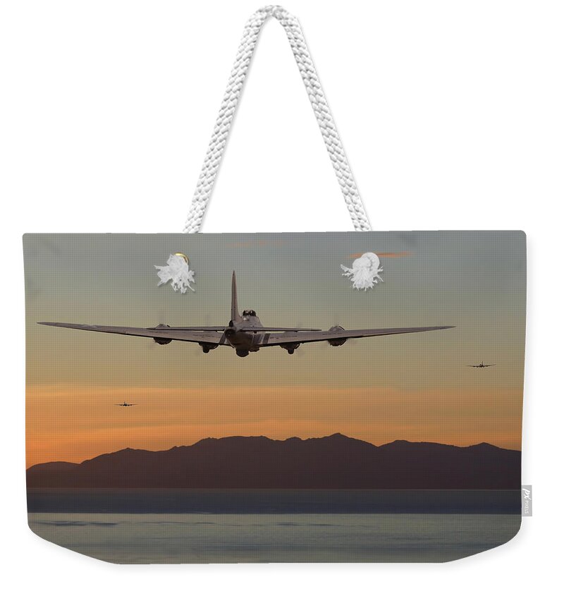 Aircraft Weekender Tote Bag featuring the digital art B17 Landfall by Pat Speirs