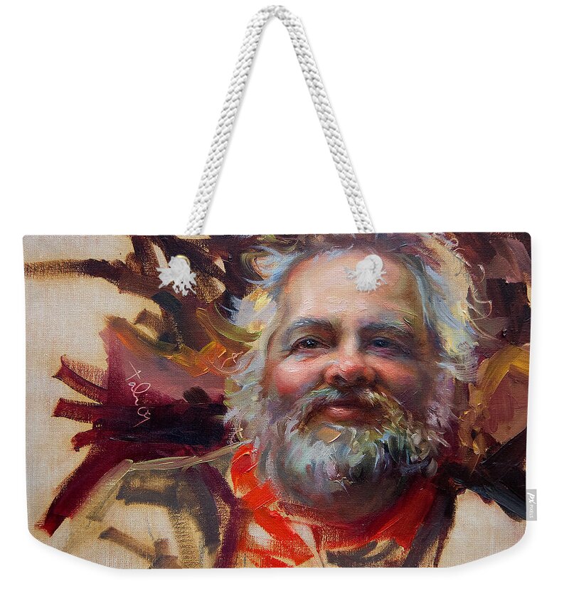 Saint Nicholas Weekender Tote Bag featuring the painting Back in Town by Talya Johnson