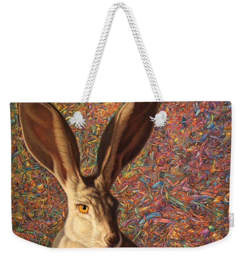 Rabbit Weekender Tote Bag featuring the painting Background Noise by James W Johnson