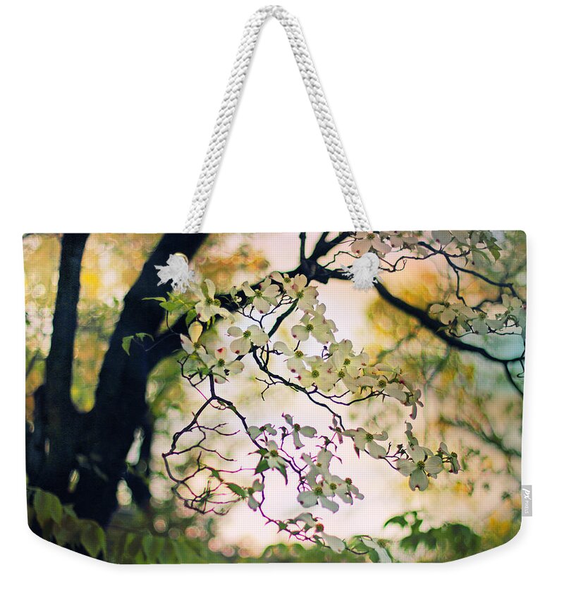 Dogwood Weekender Tote Bag featuring the photograph Backlit Blossom by Jessica Jenney