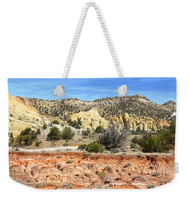 Desert Weekender Tote Bag featuring the photograph Backroads Utah Panoramic by Mike McGlothlen
