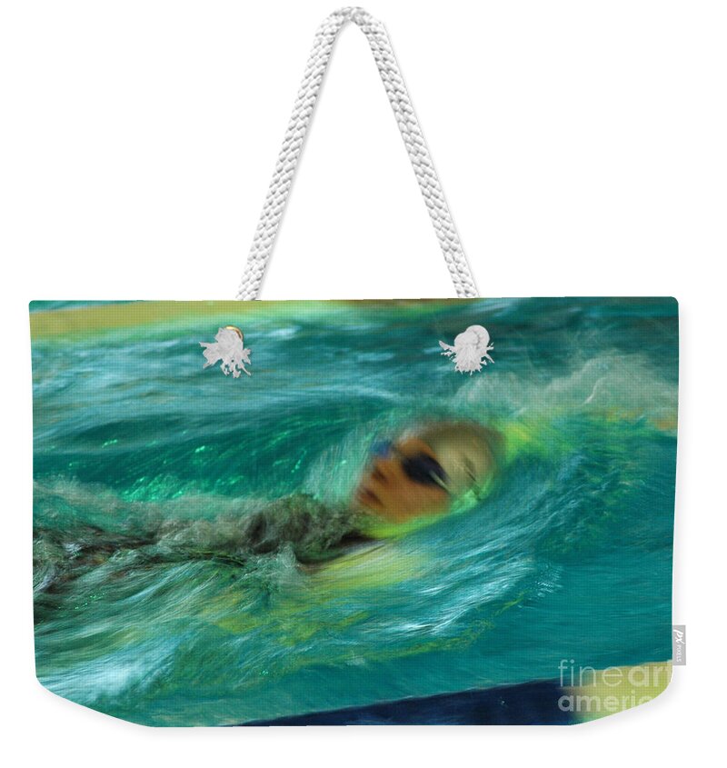 Swimmer Weekender Tote Bag featuring the photograph Backstroke by Randi Grace Nilsberg