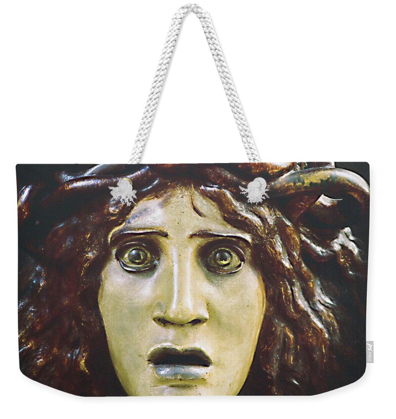 Medusa Weekender Tote Bag featuring the photograph Bad Hair Day at d'Orsay Museum, Paris. by Joe Schofield