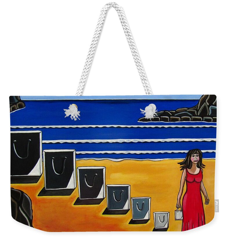 Beach Scenes Weekender Tote Bag featuring the painting Baggage by Sandra Marie Adams
