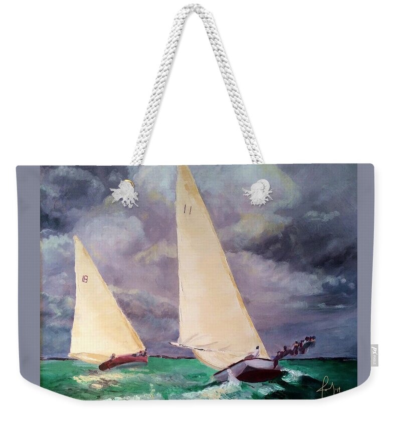Boat Paintings Weekender Tote Bag featuring the painting Bahamas I by Josef Kelly