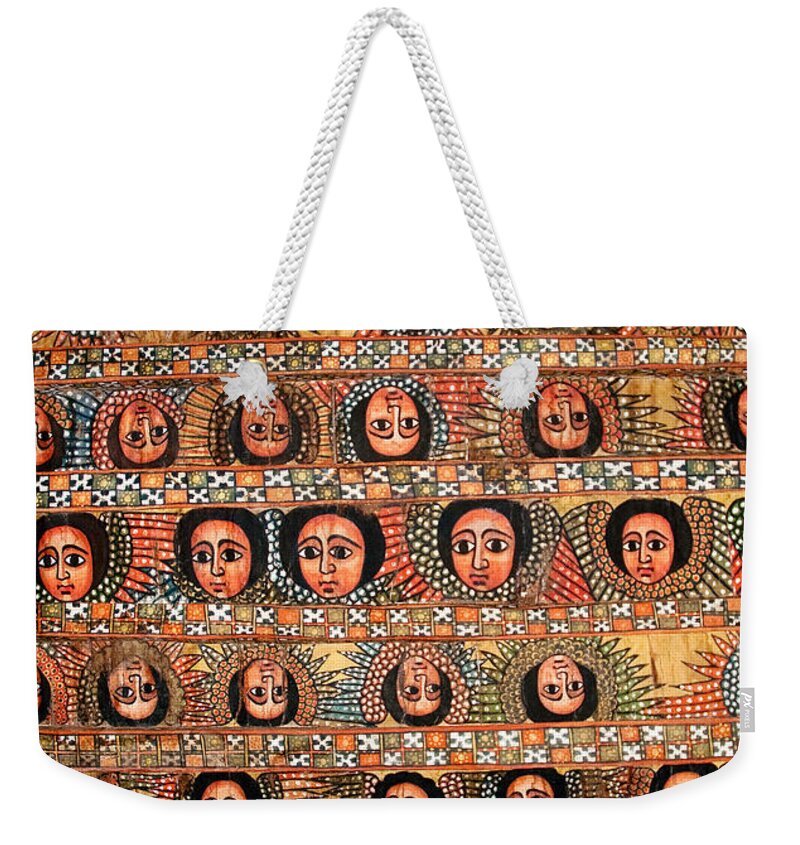 Bahar Bahir Dar Ethiopia Painted Church Ceiling Ethiopian Christian Coptic East African Religion Religious Art Colour Color Colourful Colorful Vivid Bright Heritage Ancient Old Weekender Tote Bag featuring the photograph Bahar Bahir Dar Ethiopia Bright Colour Painted Church Ceiling by JM Travel Photography