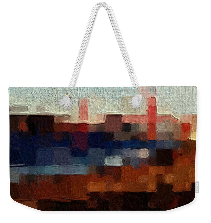 Abstract Art Weekender Tote Bag featuring the painting Baker Beach by Linda Woods