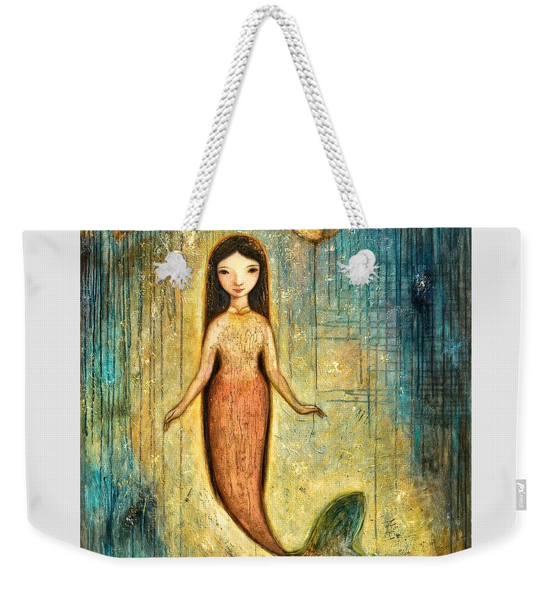 Mermaid Art Weekender Tote Bag featuring the painting Balance by Shijun Munns