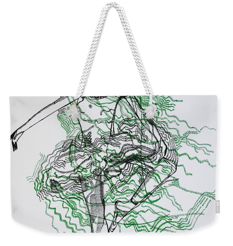Jesus Weekender Tote Bag featuring the drawing Ballet by Gloria Ssali