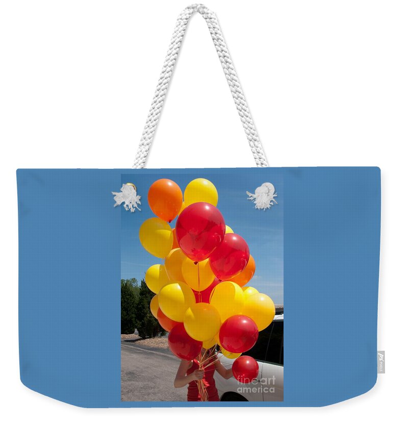 Balloons Weekender Tote Bag featuring the photograph Balloon Girl by Ann Horn