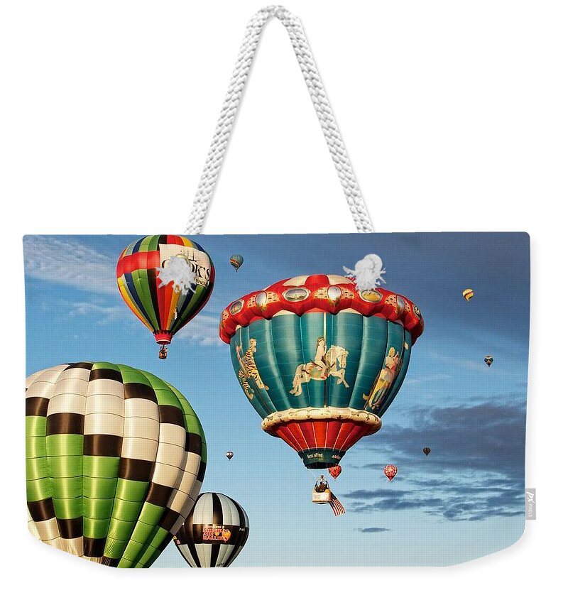 Balloons Weekender Tote Bag featuring the photograph Balloons Away by Dave Files