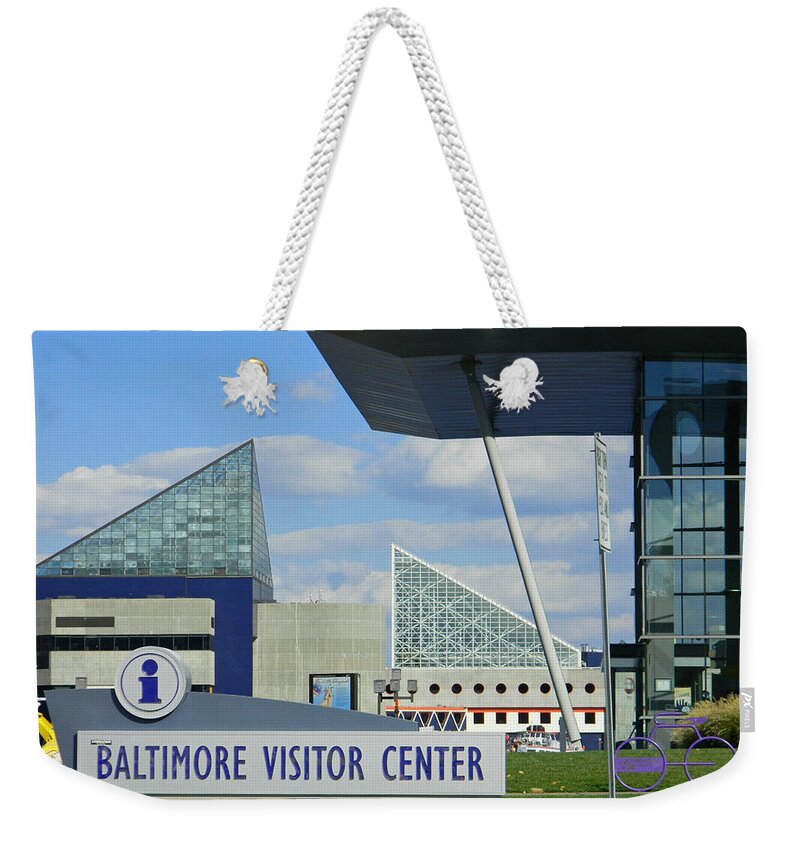Baltimore Visitor Center Inner Harbor Weekender Tote Bag featuring the photograph Baltimore Visitor Center - Inner Harbor by Emmy Vickers