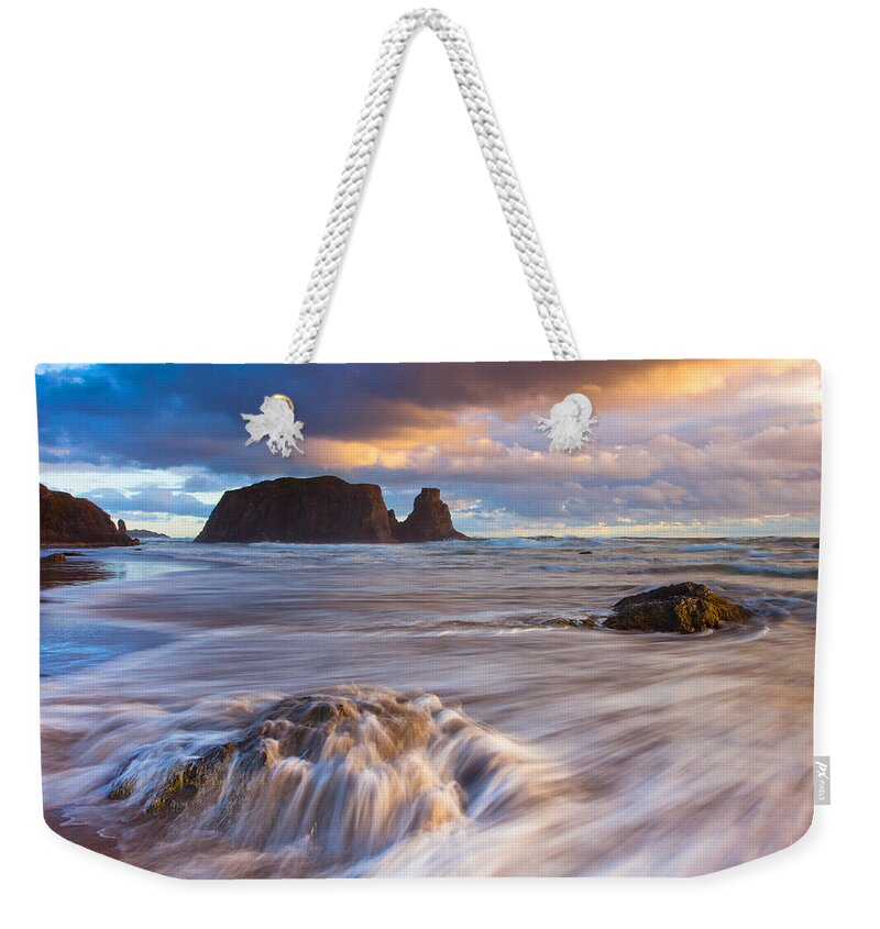 Bandon Weekender Tote Bag featuring the photograph Bandon Sunset by Darren White