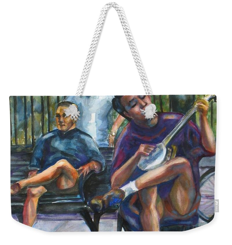Musician Weekender Tote Bag featuring the painting Banjo by Beverly Boulet