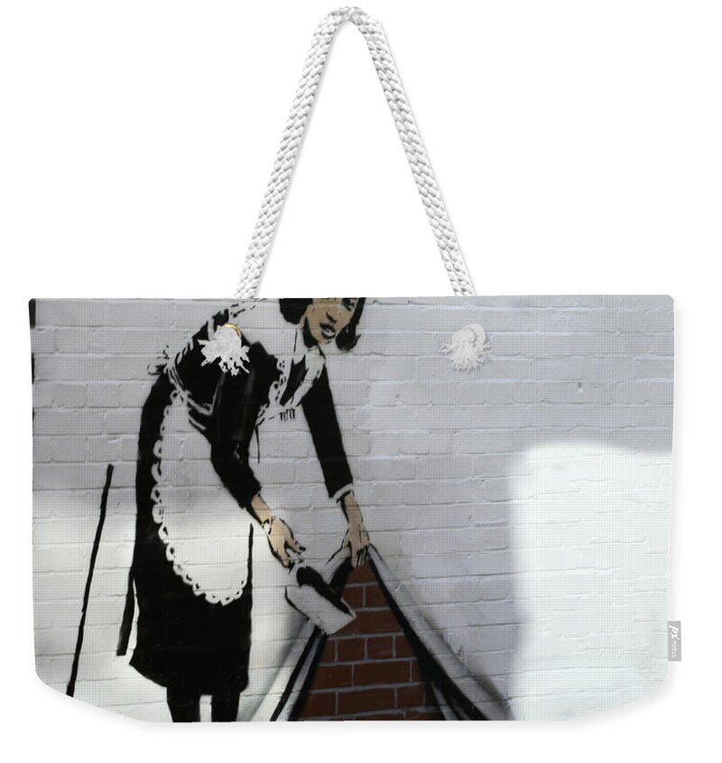 Maid Weekender Tote Bag featuring the photograph Banksy maid by A Rey