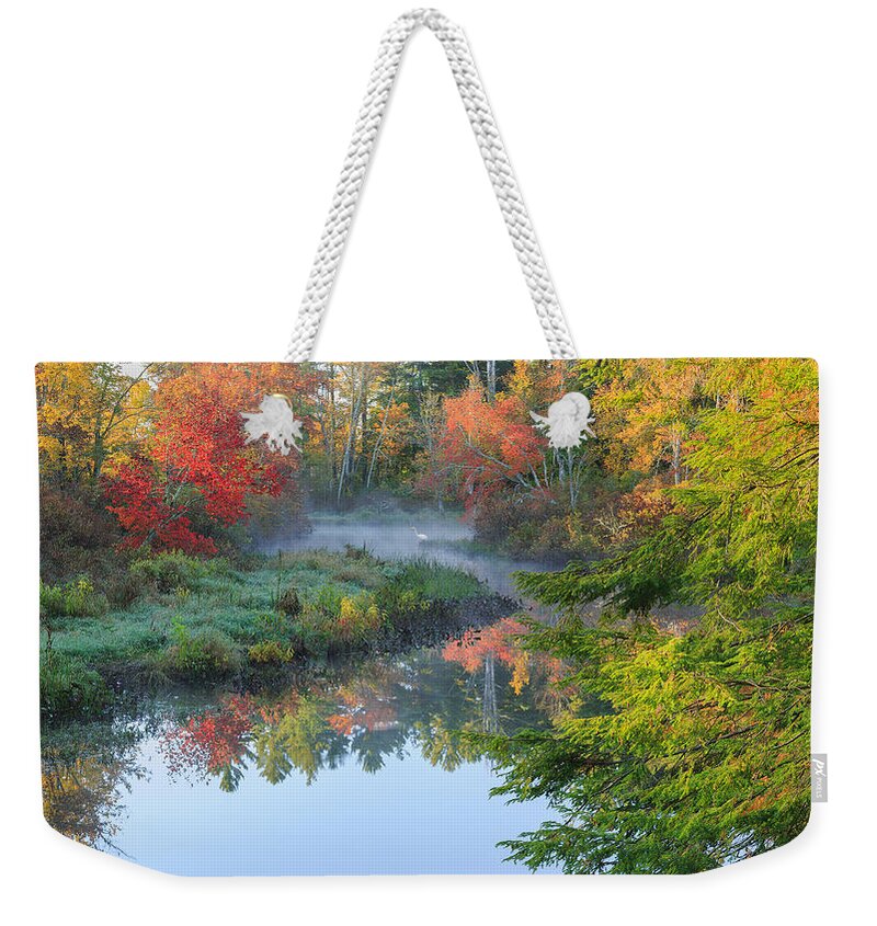 Autumn In New England Weekender Tote Bag featuring the photograph Bantam River Autumn by Bill Wakeley
