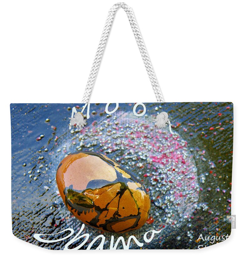 Augusta Stylianou Weekender Tote Bag featuring the painting Barack Obama Moon by Augusta Stylianou