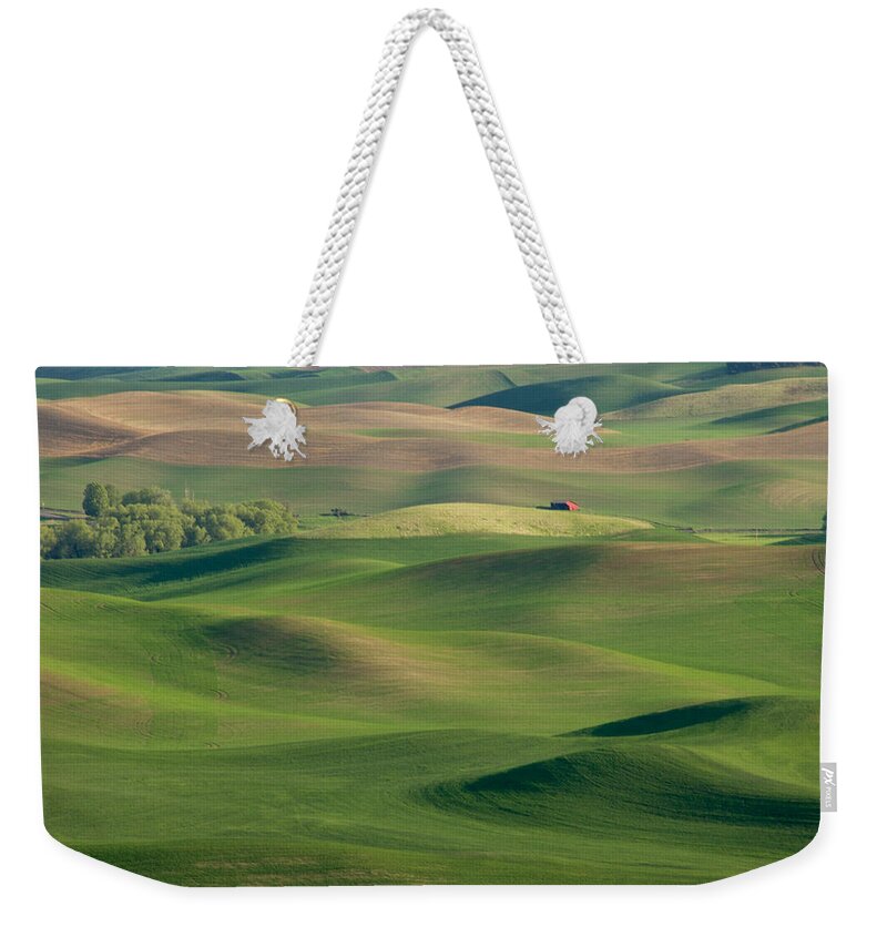 Palouse Weekender Tote Bag featuring the photograph Barn Among the Contours by Mary Lee Dereske