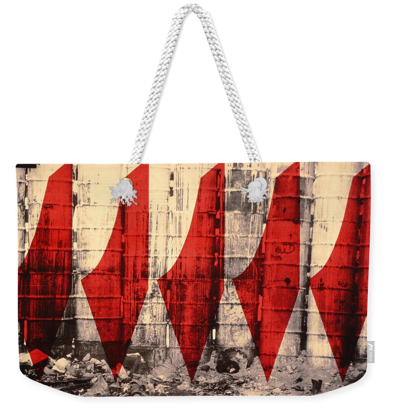 Industrial Weekender Tote Bag featuring the photograph Barriers To Statehood, 1992 Screen Print On Canvas by Laila Shawa