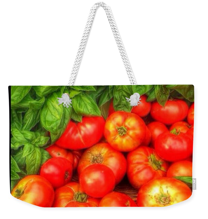 Basil Weekender Tote Bag featuring the photograph Basil Tomato by Susan Garren