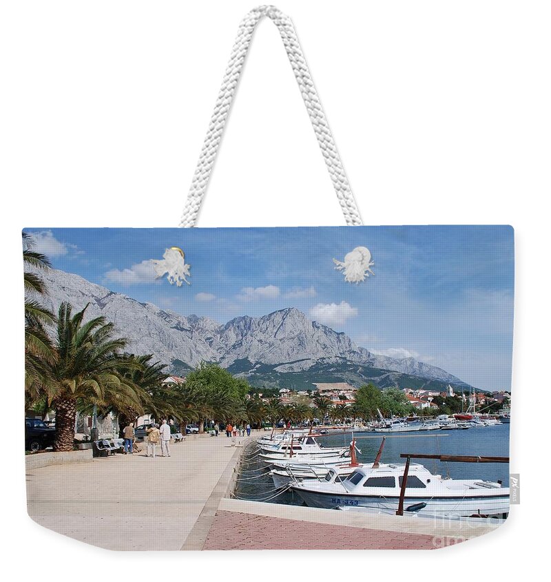 Baska Weekender Tote Bag featuring the photograph Baska Voda harbour Croatia by David Fowler