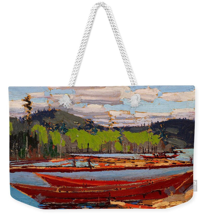 Tom Thomson Weekender Tote Bag featuring the painting Bateaux by Tom Thomson
