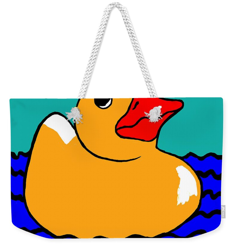 Rubber Duck Weekender Tote Bag featuring the painting Rubber Ducky by Dale Moses