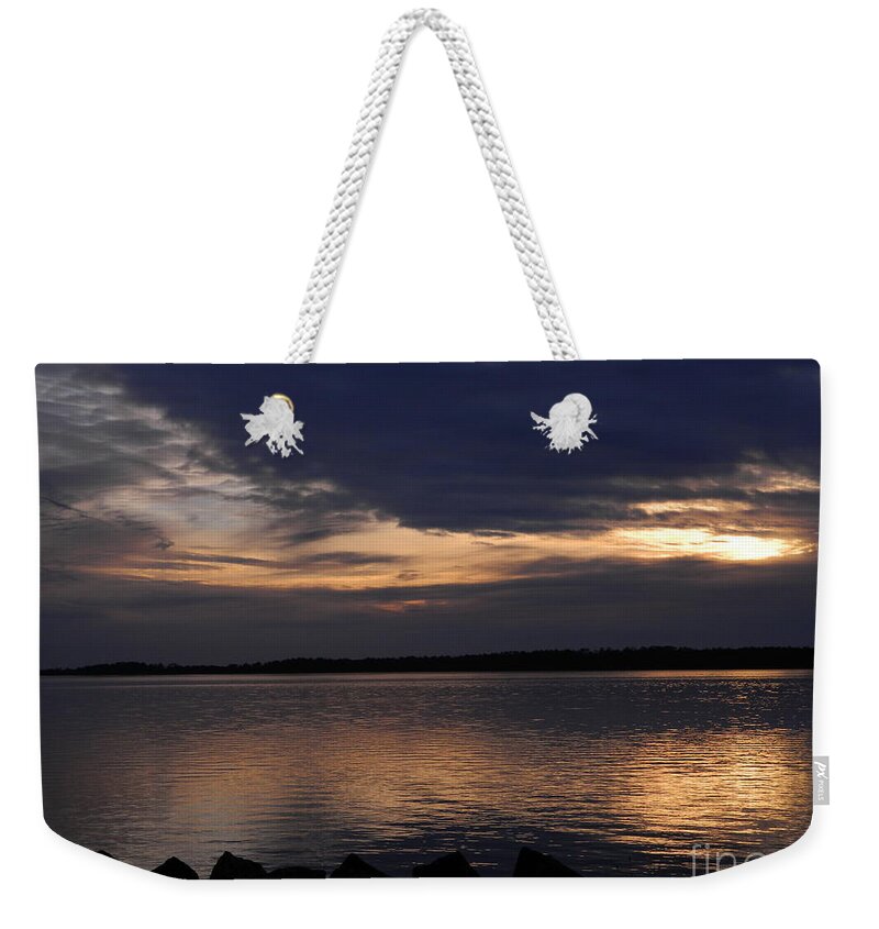Reflections Weekender Tote Bag featuring the photograph Bay Reflections by Gallery Of Hope 