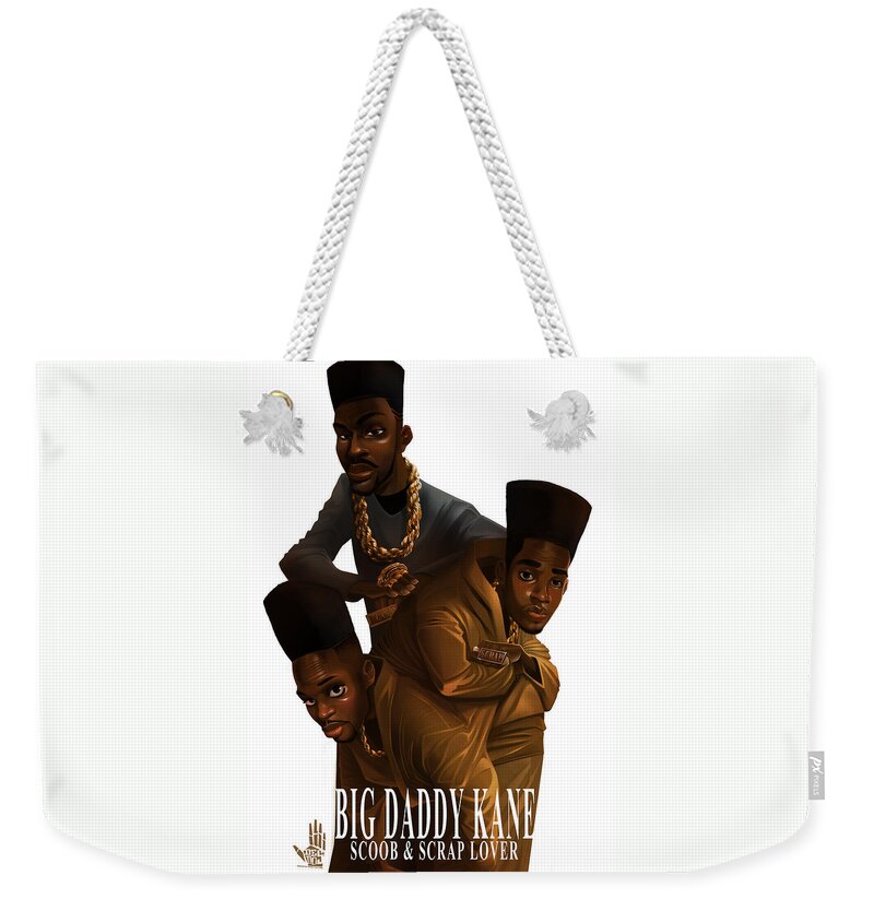 Big Daddy Kane Weekender Tote Bag featuring the drawing BDK white bg by Nelson Dedos Garcia