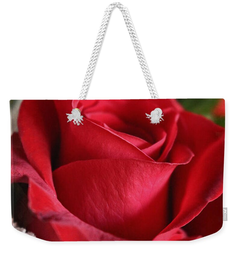 Red Rose Weekender Tote Bag featuring the photograph Be Inspired With Flowers and Art by Ella Kaye Dickey