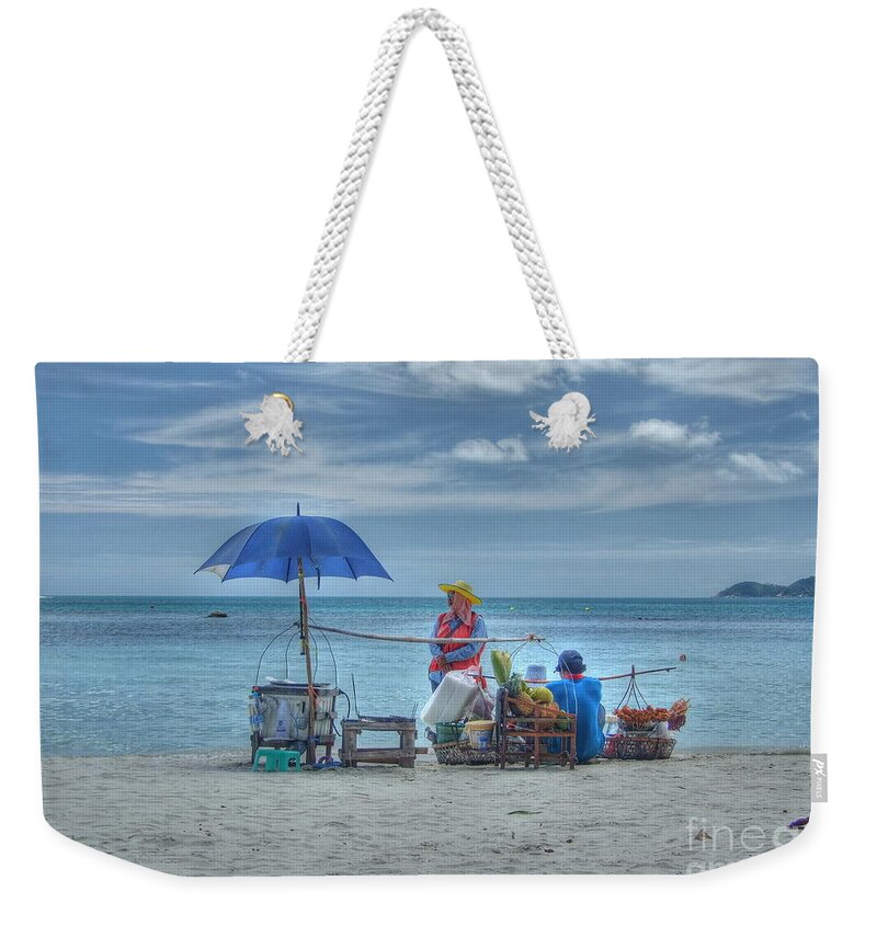 Michelle Meenawong Weekender Tote Bag featuring the photograph Beach Sellers by Michelle Meenawong