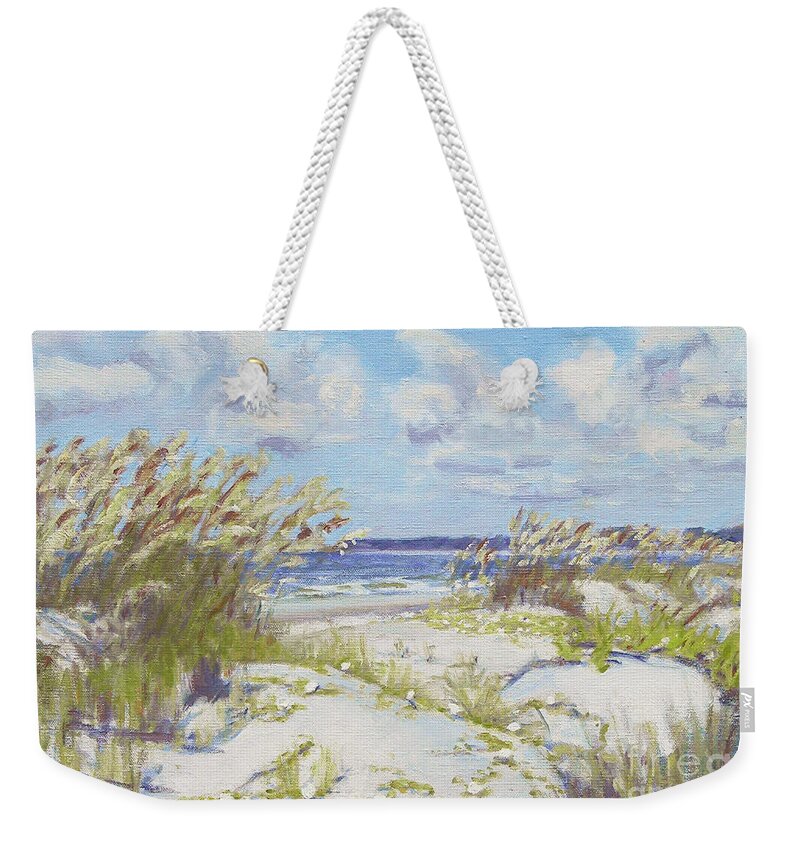 Beach Weekender Tote Bag featuring the painting Beach Side Sea Oats Port Royal by Candace Lovely