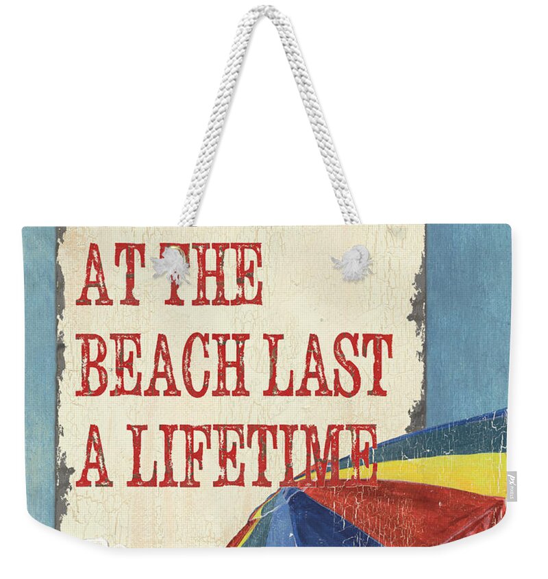 Beach Weekender Tote Bag featuring the painting Beach Time 3 by Debbie DeWitt