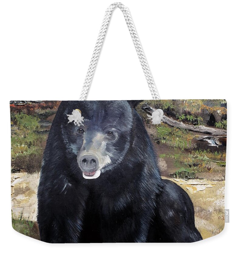 Black Bear Weekender Tote Bag featuring the painting Bear - Wildlife Art - Ursus americanus by Jan Dappen
