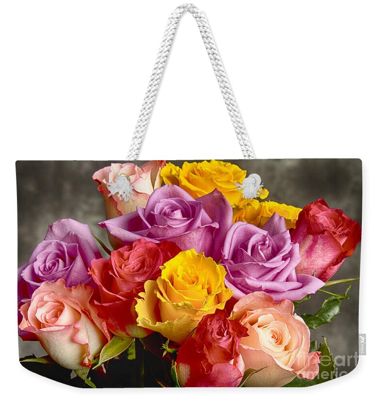 Rose Weekender Tote Bag featuring the photograph Beautiful Bouquet Of Multicolor Roses by James BO Insogna