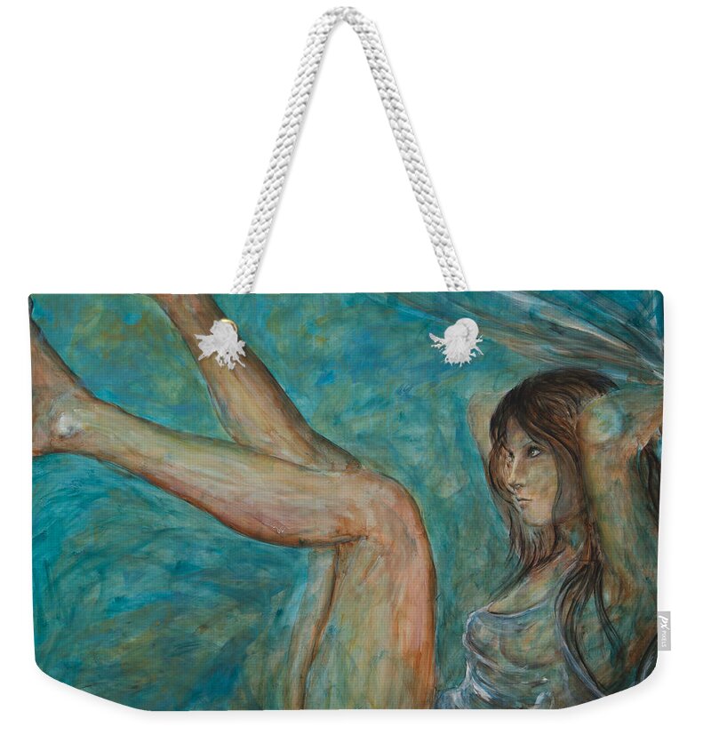 Sexy Woman Weekender Tote Bag featuring the painting Beautiful Madness by Nik Helbig
