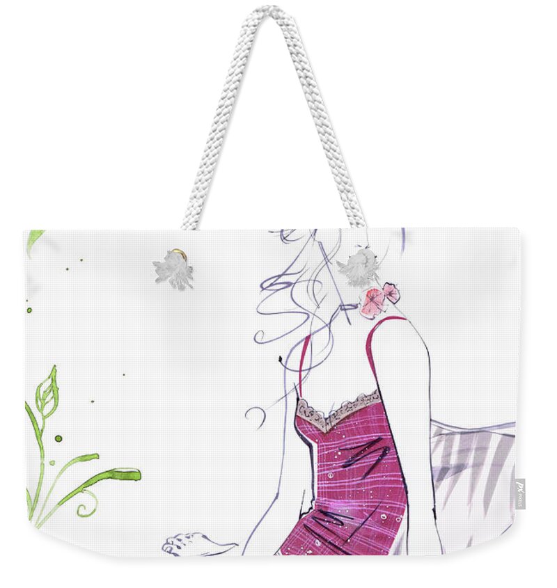 20-25 Weekender Tote Bag featuring the photograph Beautiful Woman In Camisole Underwear by Ikon Ikon Images