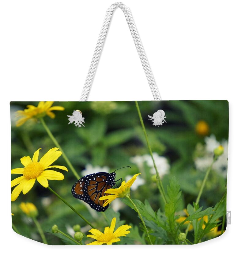 Butterfly On A Flower Weekender Tote Bag featuring the photograph Beauty of Spring by Laurie Perry