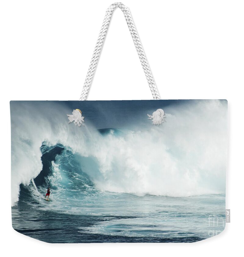 Surf Weekender Tote Bag featuring the photograph Beauty Of Surfing Jaws Maui 5 by Bob Christopher