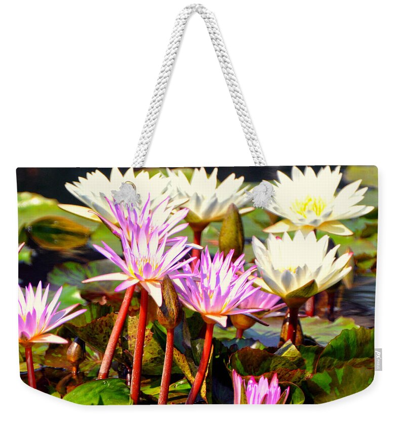 Flowers Weekender Tote Bag featuring the photograph Beauty on the Water by Marty Koch