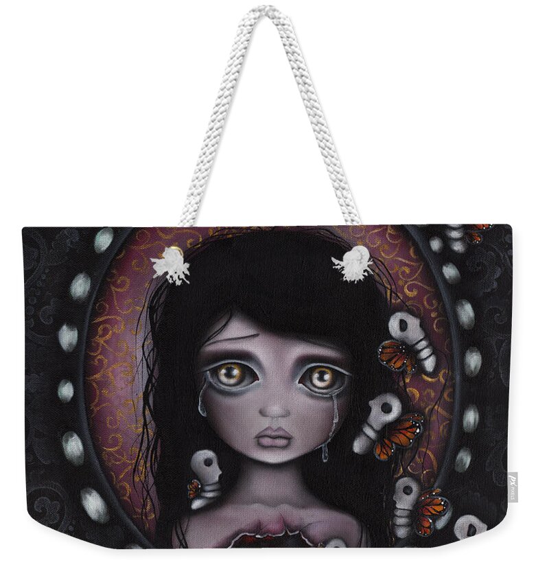 Skeleton Weekender Tote Bag featuring the painting Beauty within me by Abril Andrade