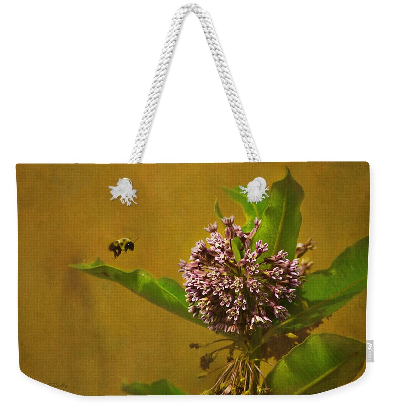 Wildflower Weekender Tote Bag featuring the photograph Bee Line by Sandi OReilly