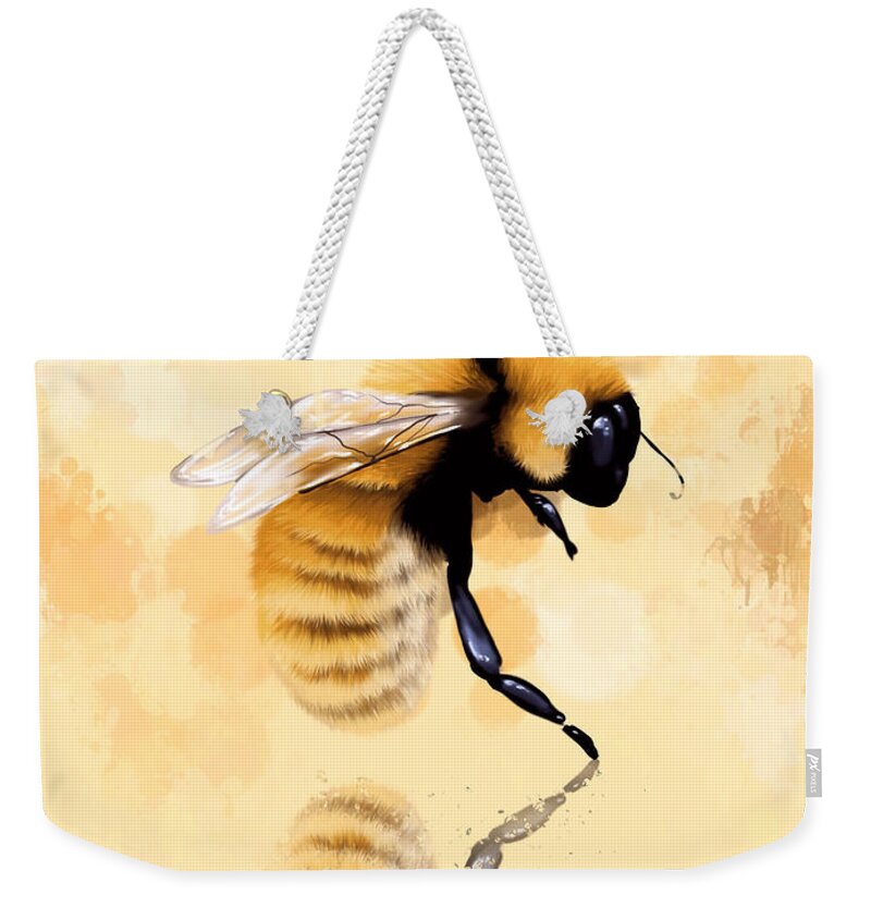 Bee Weekender Tote Bag featuring the painting Bee by Veronica Minozzi