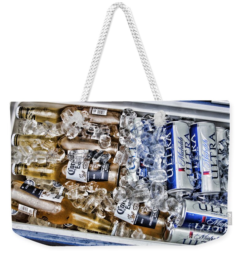 Beer Weekender Tote Bag featuring the photograph Beer on Ice by Jayne Carney