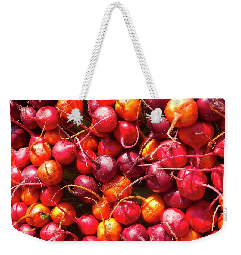 Heap Weekender Tote Bag featuring the photograph Beets At A Farmers Market, Boulder by James Gritz