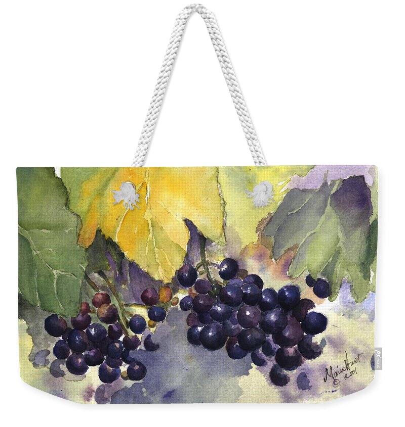 Vineyard Weekender Tote Bag featuring the painting Before the Harvest by Maria Hunt