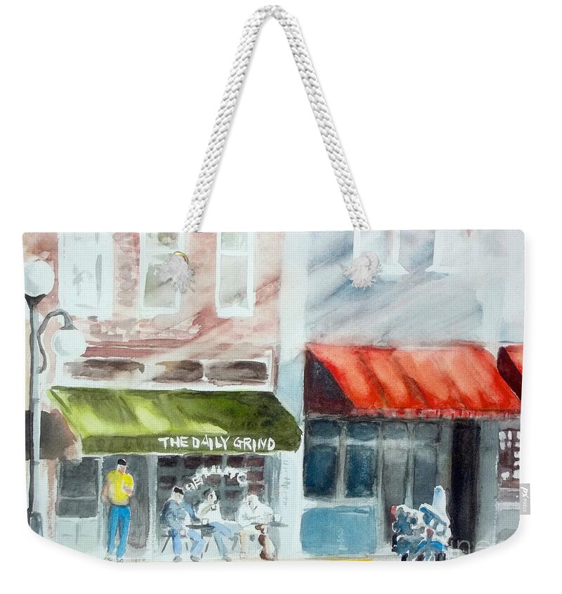 Street Weekender Tote Bag featuring the painting beginning of the day at TECUMSEH MI by Yoshiko Mishina