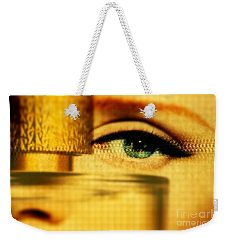 Eye Weekender Tote Bag featuring the photograph Behind the Bottle by Michael Cinnamond